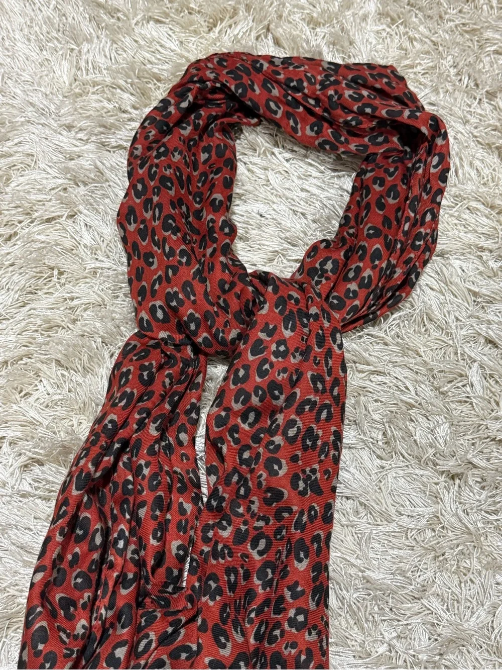 Nordstrom Red Leopard Print Lightweight Scarf Wrap Shawl Boho Chic